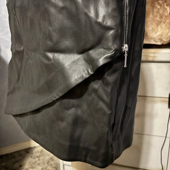 Dynamite Black Faux Leather Mini Dress side zipper #punk - Picture 5 of 12